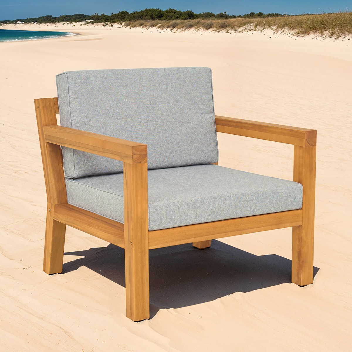 Fauteuil de jardin en bois FSC - PALAU gris chiné, HOMIFAB