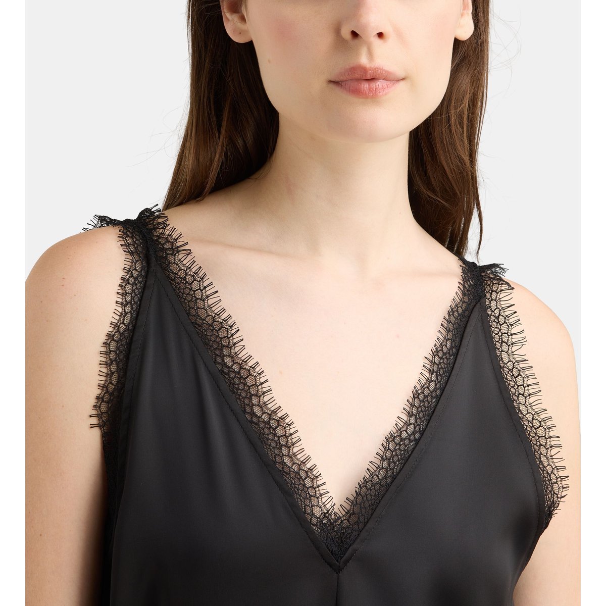 Top caraco fridget satiné dentelle noir, GALERIES LAFAYETTE