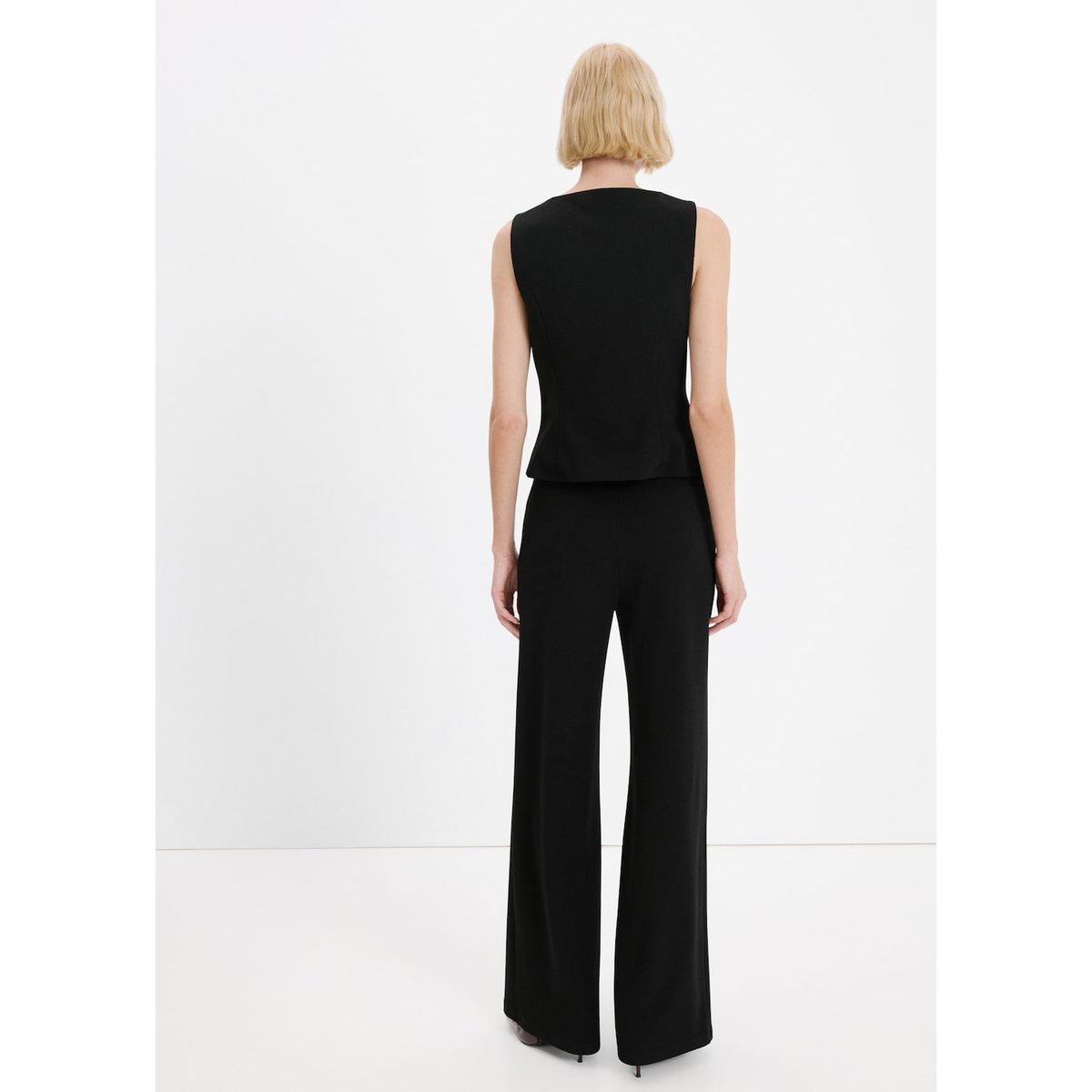 Pantalon de costume droit taille basse noir, MANGO