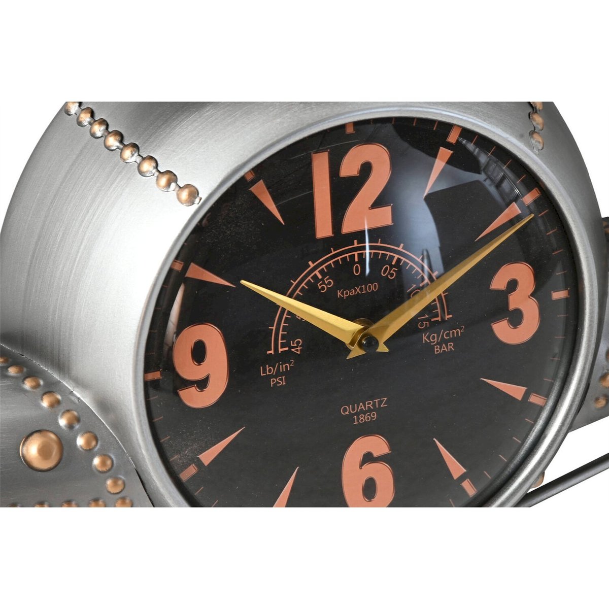 Horloge murale Avion en métal style Vintage argent effet métal et or vintage, RECOLLECTION