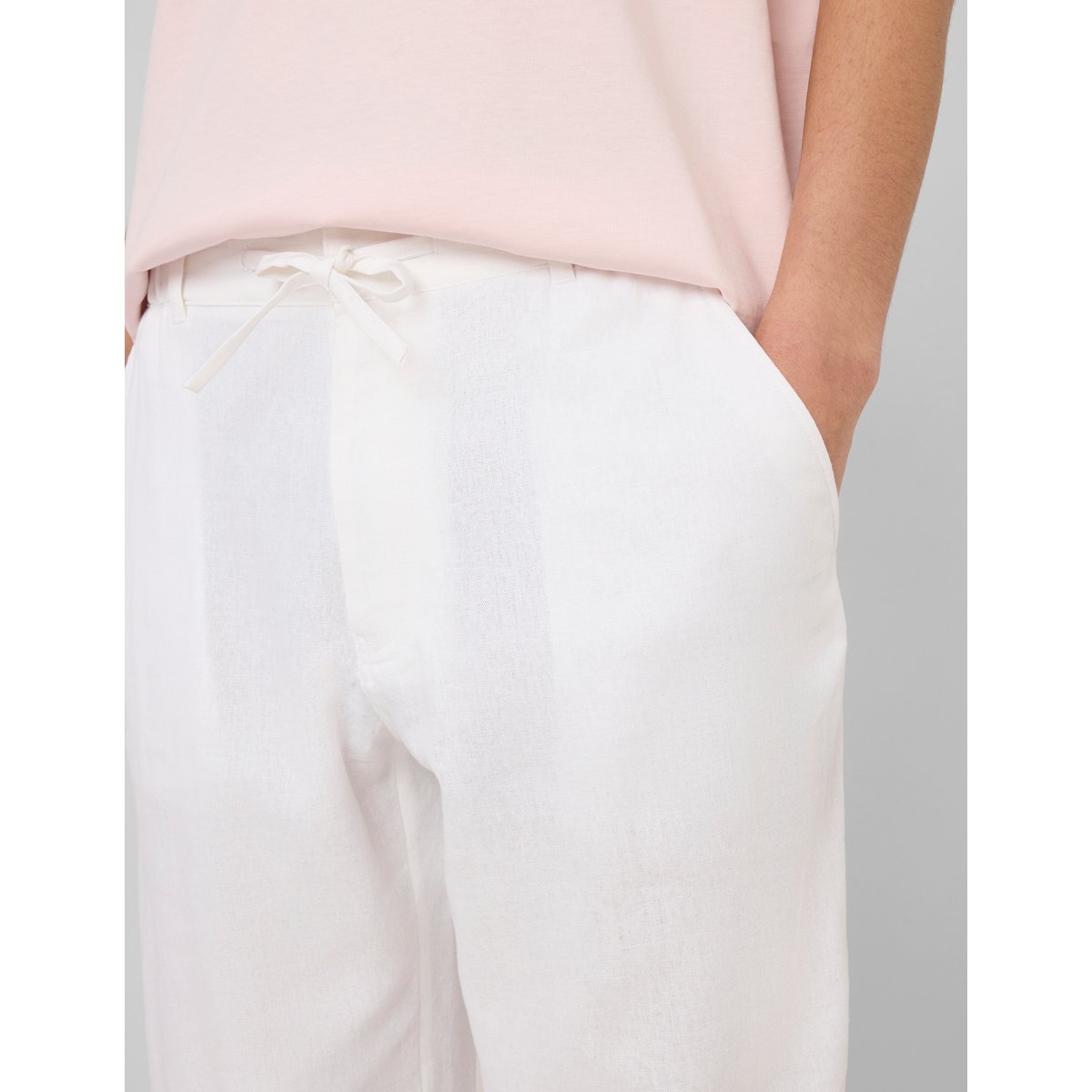 Pantalon de ville fluide viscose lin blanc, BZB