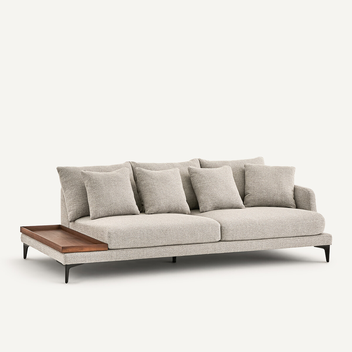 Demi-canapé avec plateau, en mélange texturé, MODERNISTE gris moyen, EMMANUEL GALLINA X AM.PM