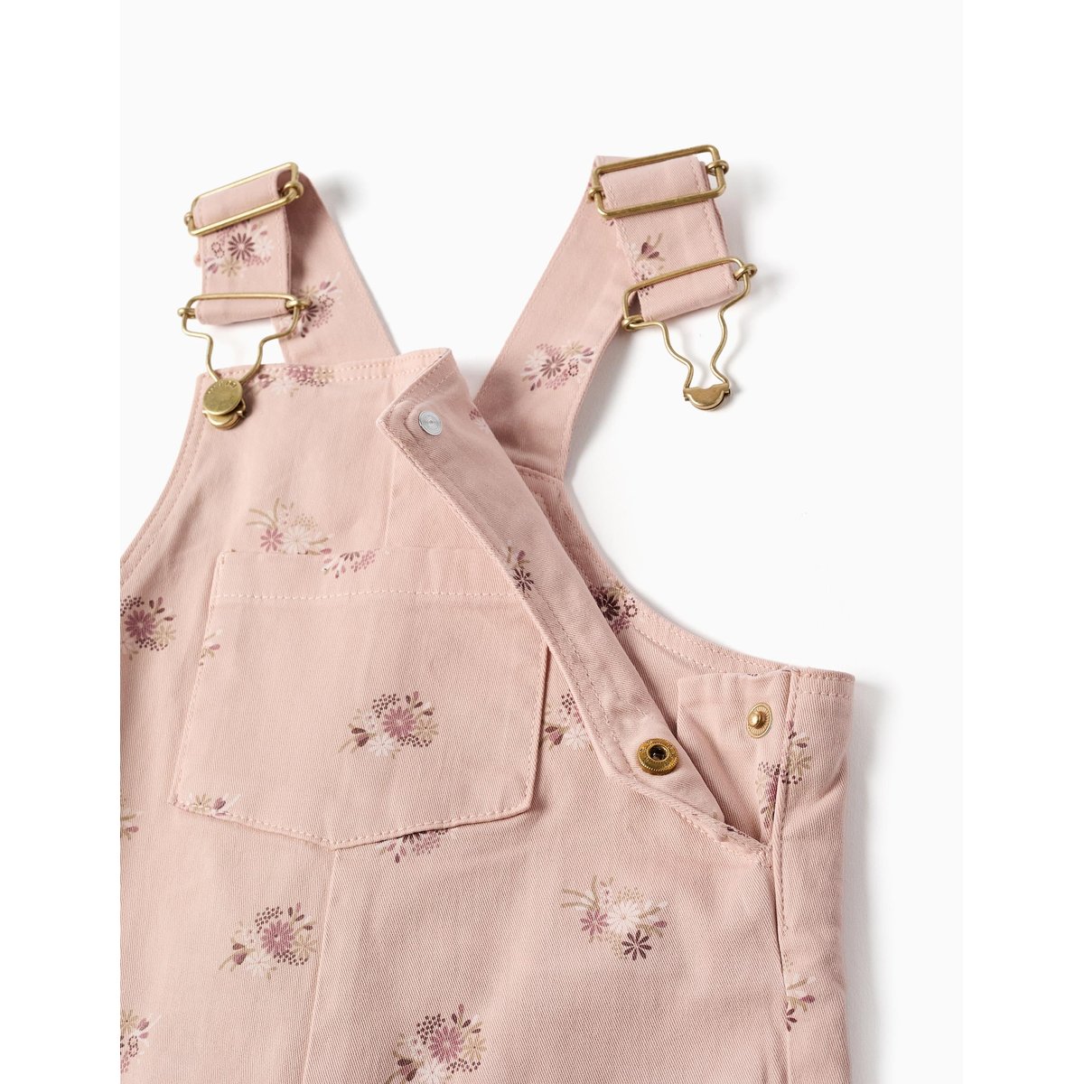 Salopette en sergé avec motif floral rose clair, ZIPPY