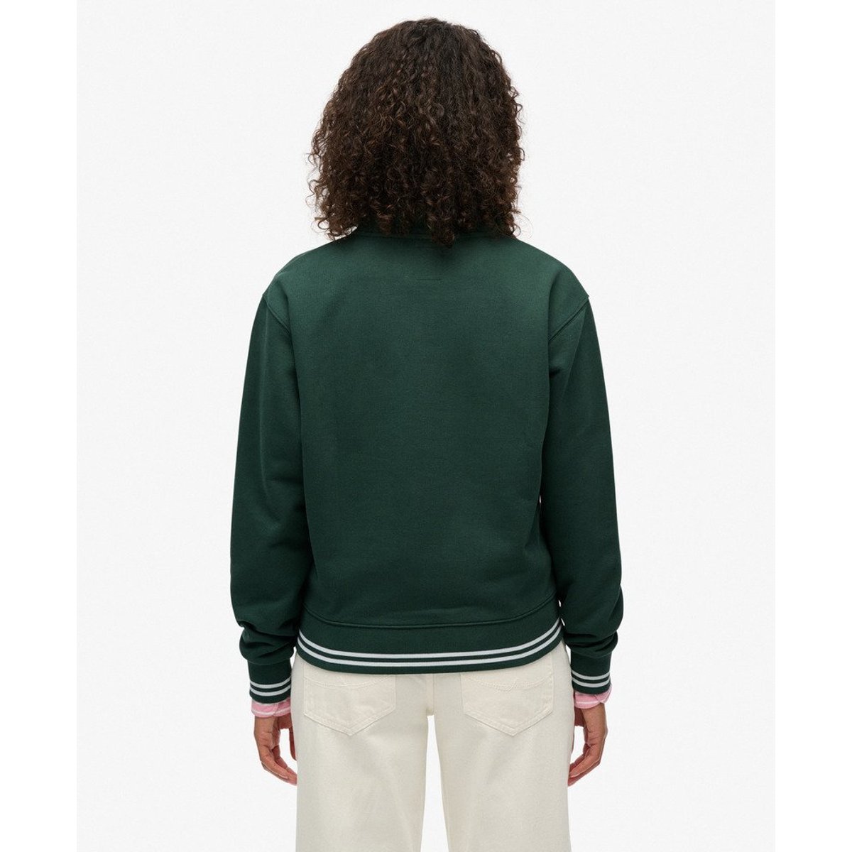 Pull Country Club à Demi-Zip Embossé vert émail, SUPERDRY