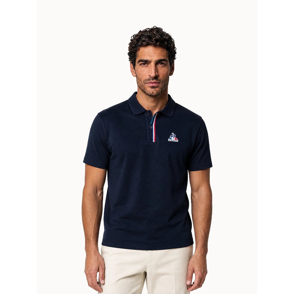 Polo en jersey double effet piqué avec détail tricolore Tricolores sky captain, LE COQ SPORTIF