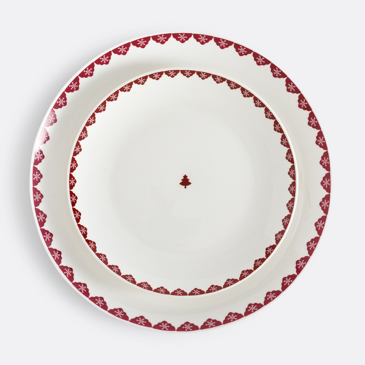 Lote de 4 platos de postre de porcelana, Flocani rojo/blanco, LA REDOUTE INTERIEURS