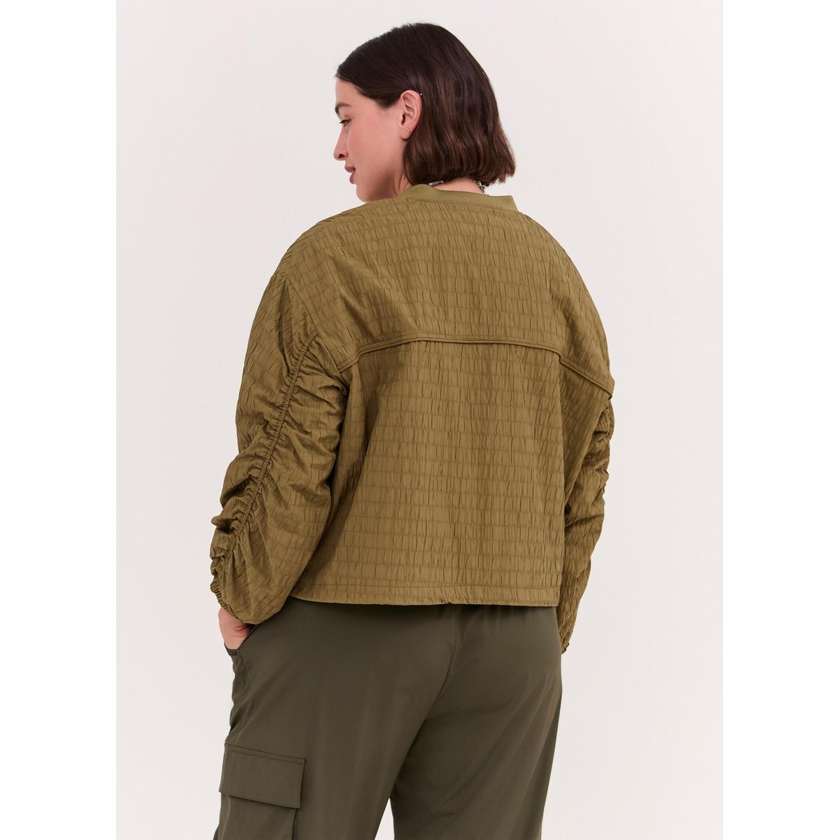 Bomber court avec manches raglan verde militare, FIORELLA RUBINO