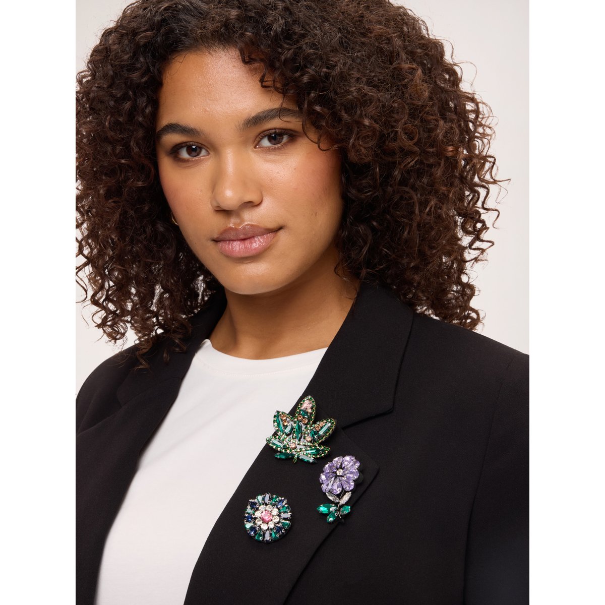Blazer croisé avec application bijou noir, FIORELLA RUBINO