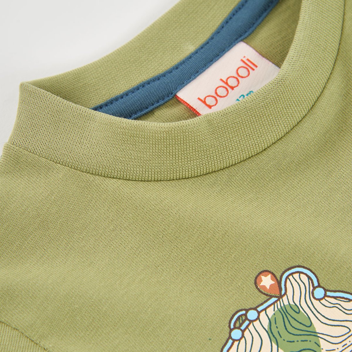 T-shirt garçon en maille imprimé ours aventure vert, BOBOLI