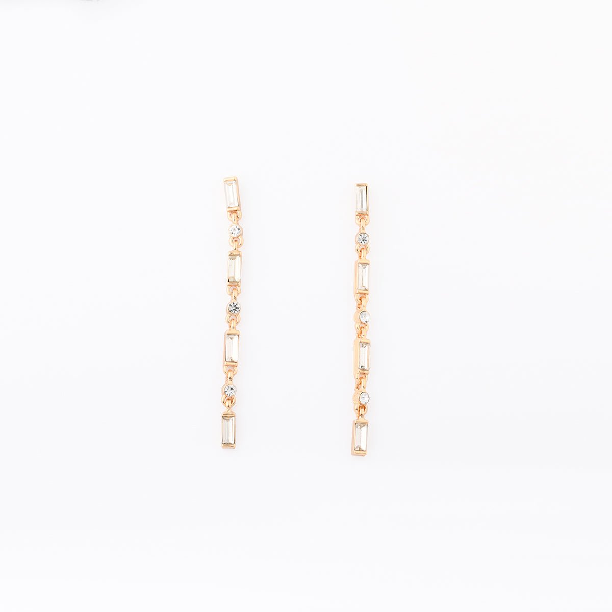 Boucles d'oreilles longues dorées à strass doré, BALABOOSTE