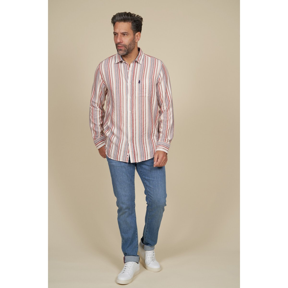 Chemise à rayures fluide vieux rose, MCS