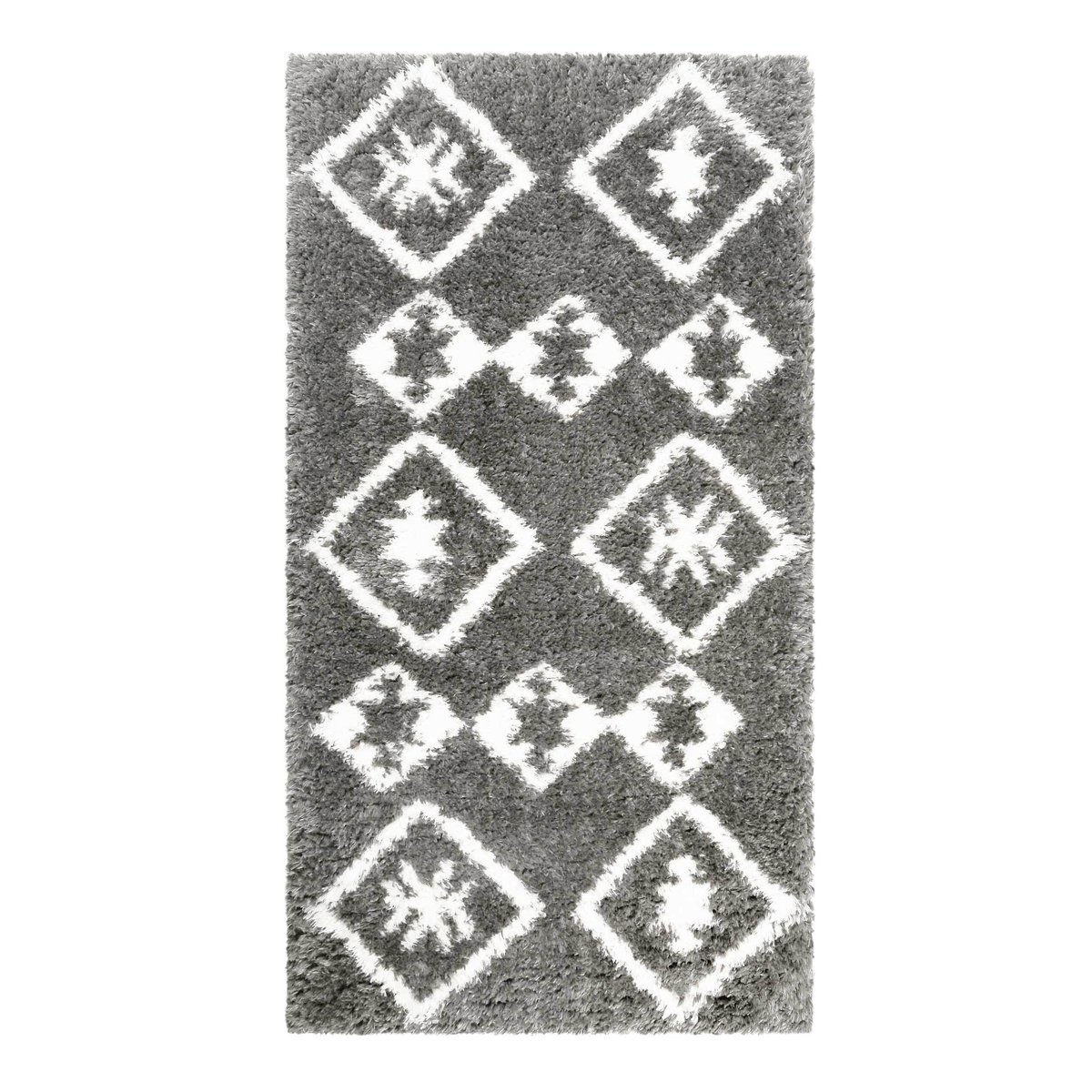 Tapis à poils longs motif ethnique , AYACHI anthracite/blanc, WECON HOME