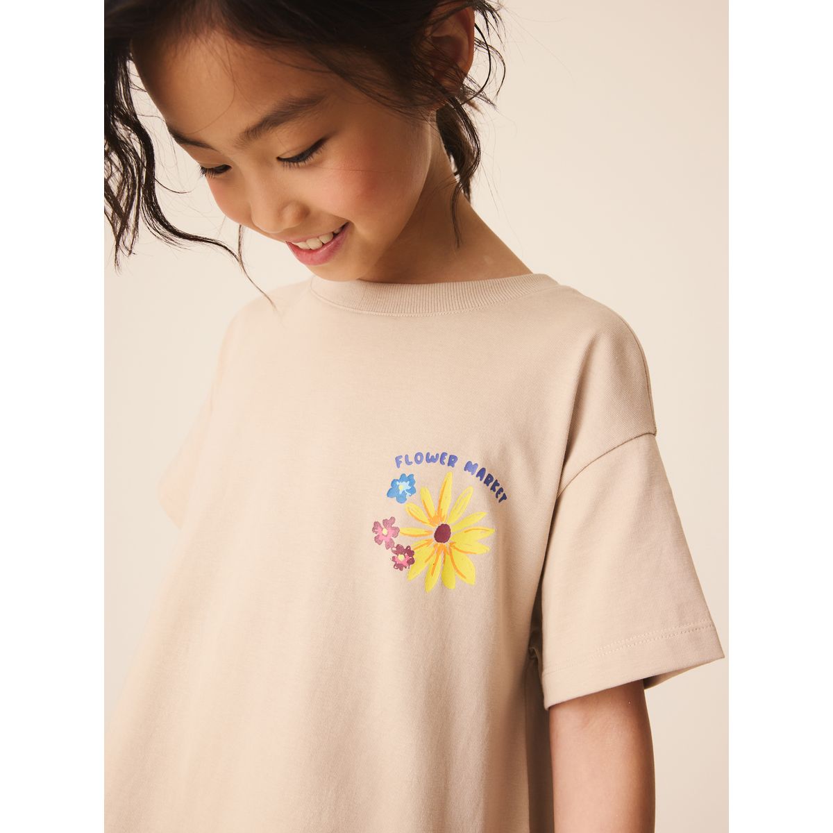 Robe t-shirt à ourlet brodé marron/naturel, NEXT