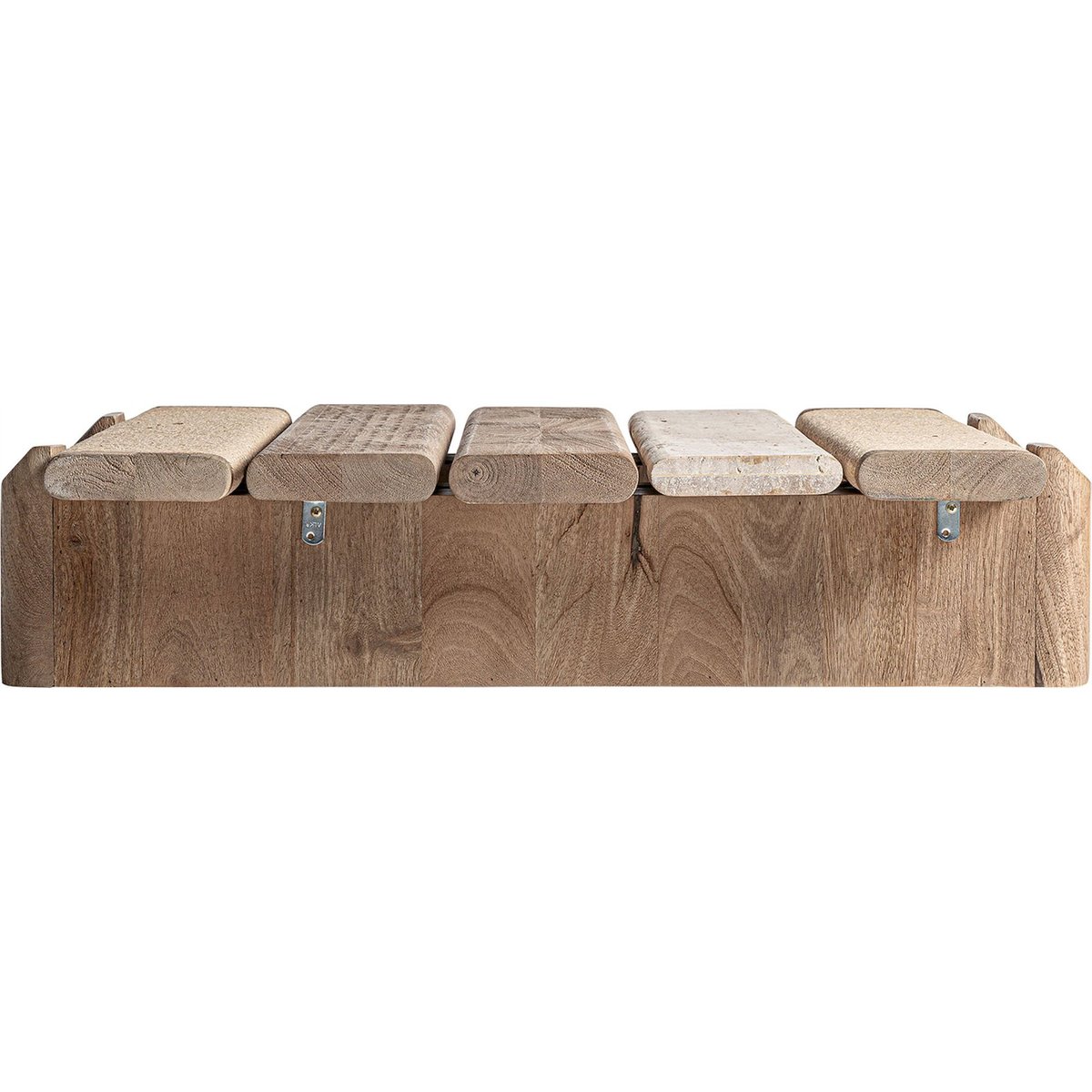 Table basse en manguier et verre vieilli marron clair finition vieillie, RECOLLECTION