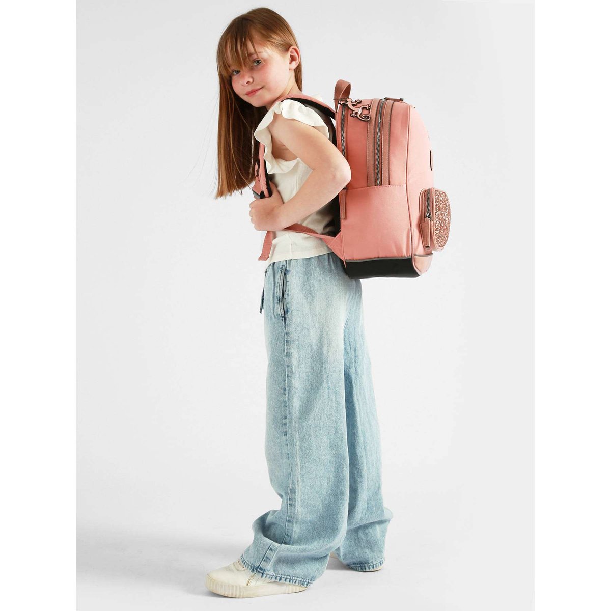 Sac à dos 2 compartiments glossy pink, CAMELEON