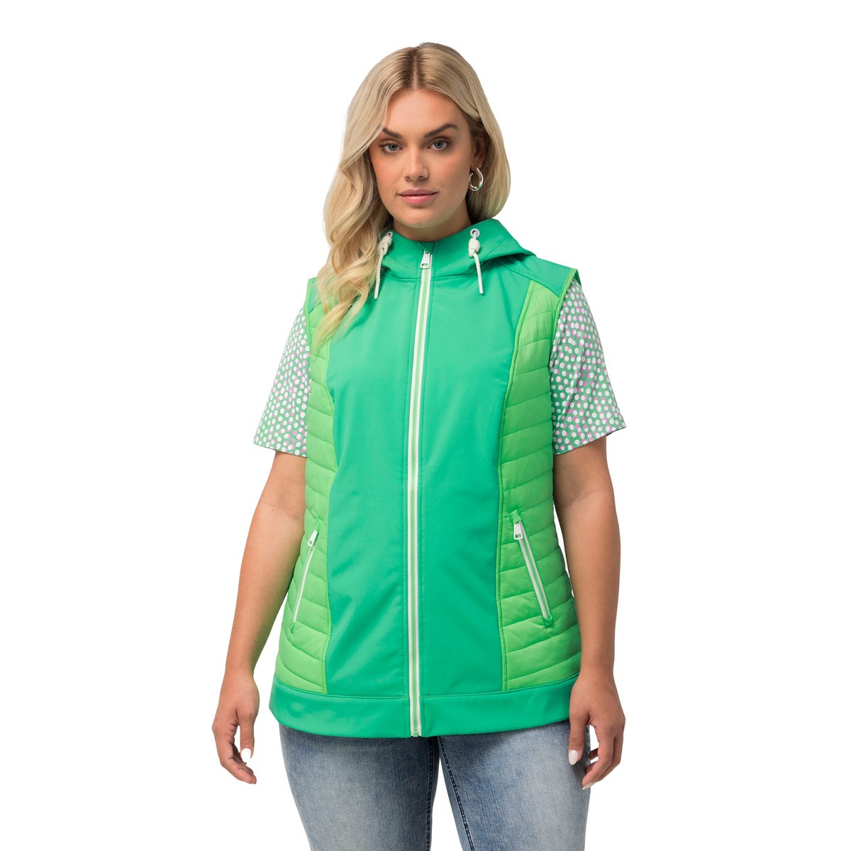 Gilet à capuche hybride HYPRAR, imperméable vert printanier, ULLA POPKEN