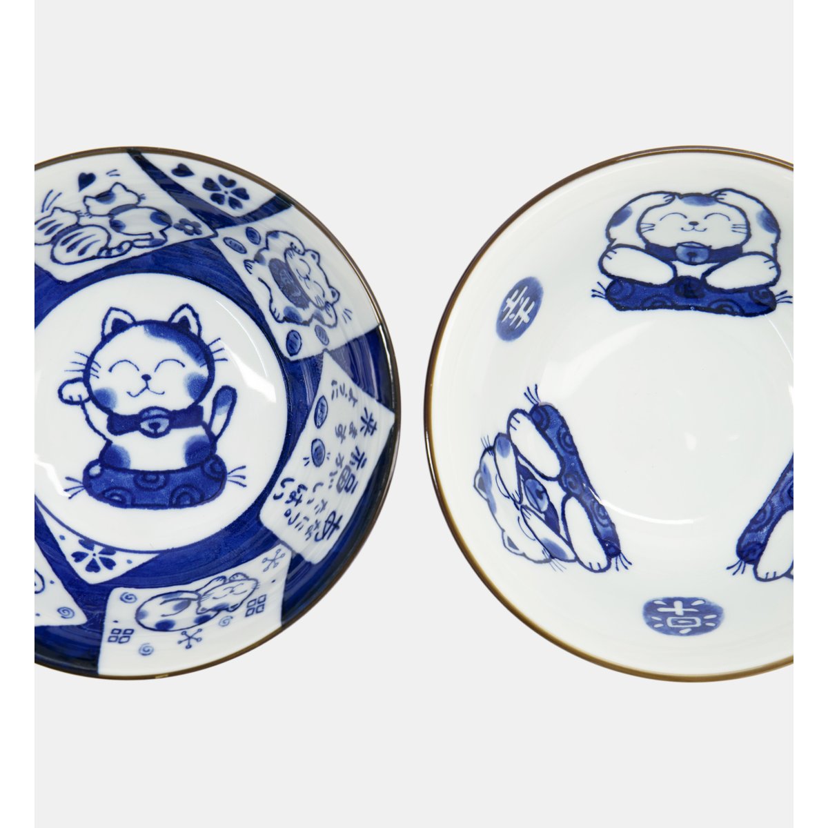 Coffret de 2 bols tayo et baguettes - chat blanc et bleu, TOKYO DESIGN STUDIO