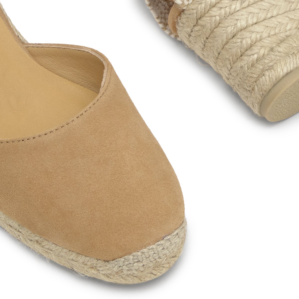 Espadrilles compensées en cuir à lacets avec plateforme tressée CARINA PLATFORM beige, CASTANER
