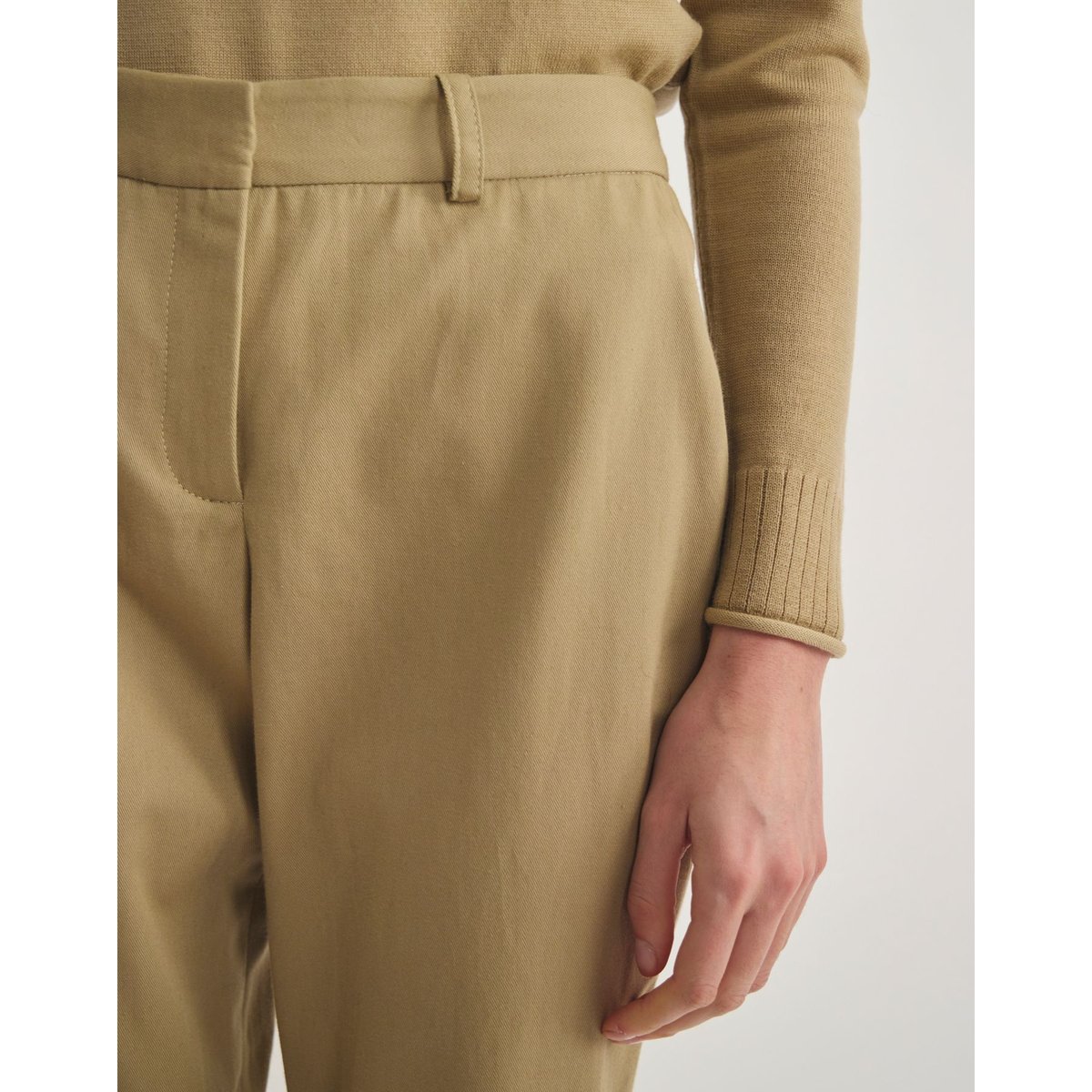 Pantalon Audrey en coton beige, INES DE LA FRESSANGE PARIS