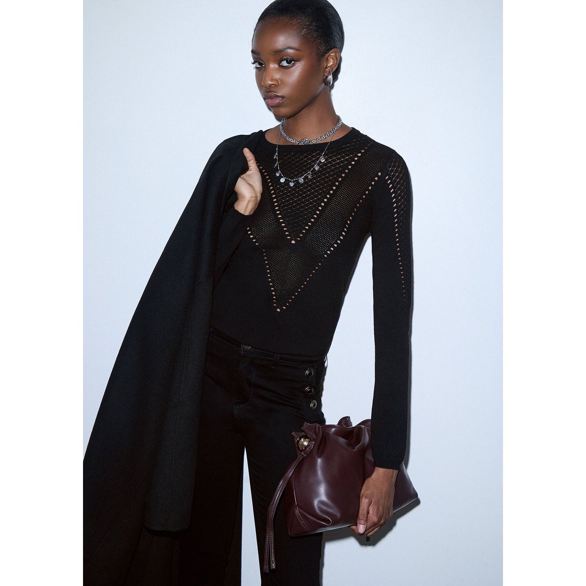 Haut en maille avec découpe noir, LIU JO