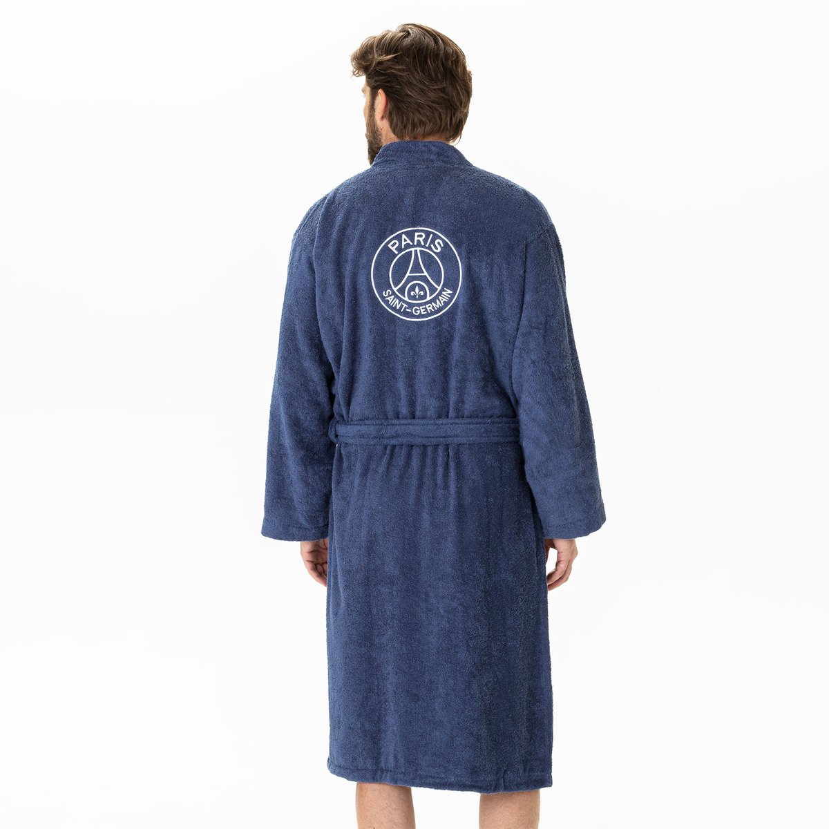 Peignoir col kimono brodé bouclette 100% coton, Paris Saint Germain PARISIAN bleu, PSG
