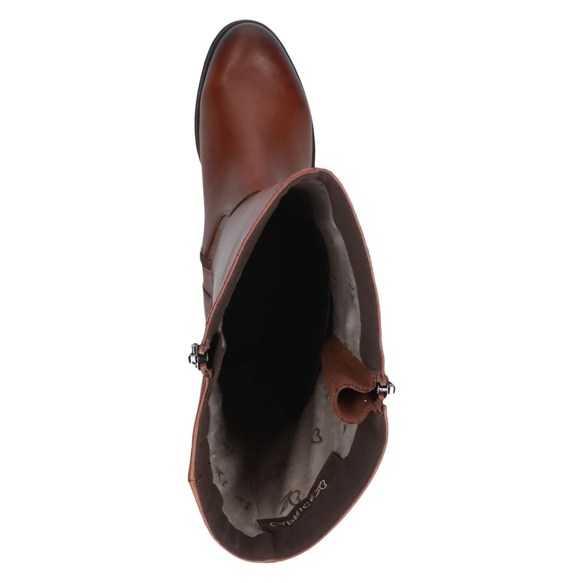 Bottes en cuir marron mocca combiné, CAPRICE
