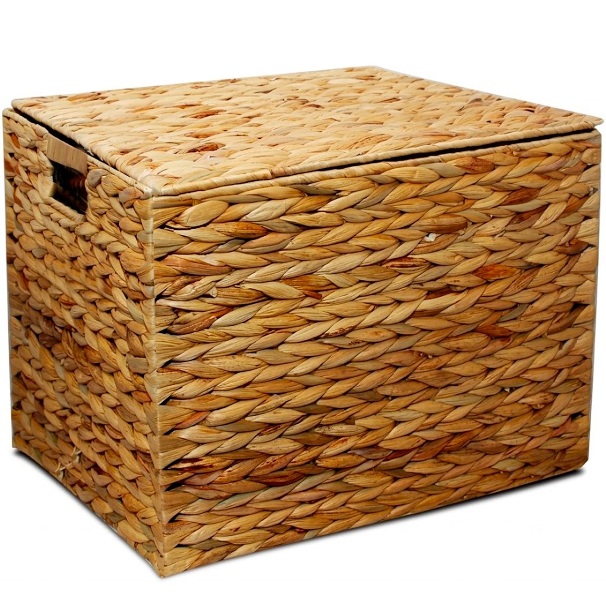 Set de 3 coffres de rangement en jacinthe d'eau tressée 50x40x38cm bois, URBAN LIVING