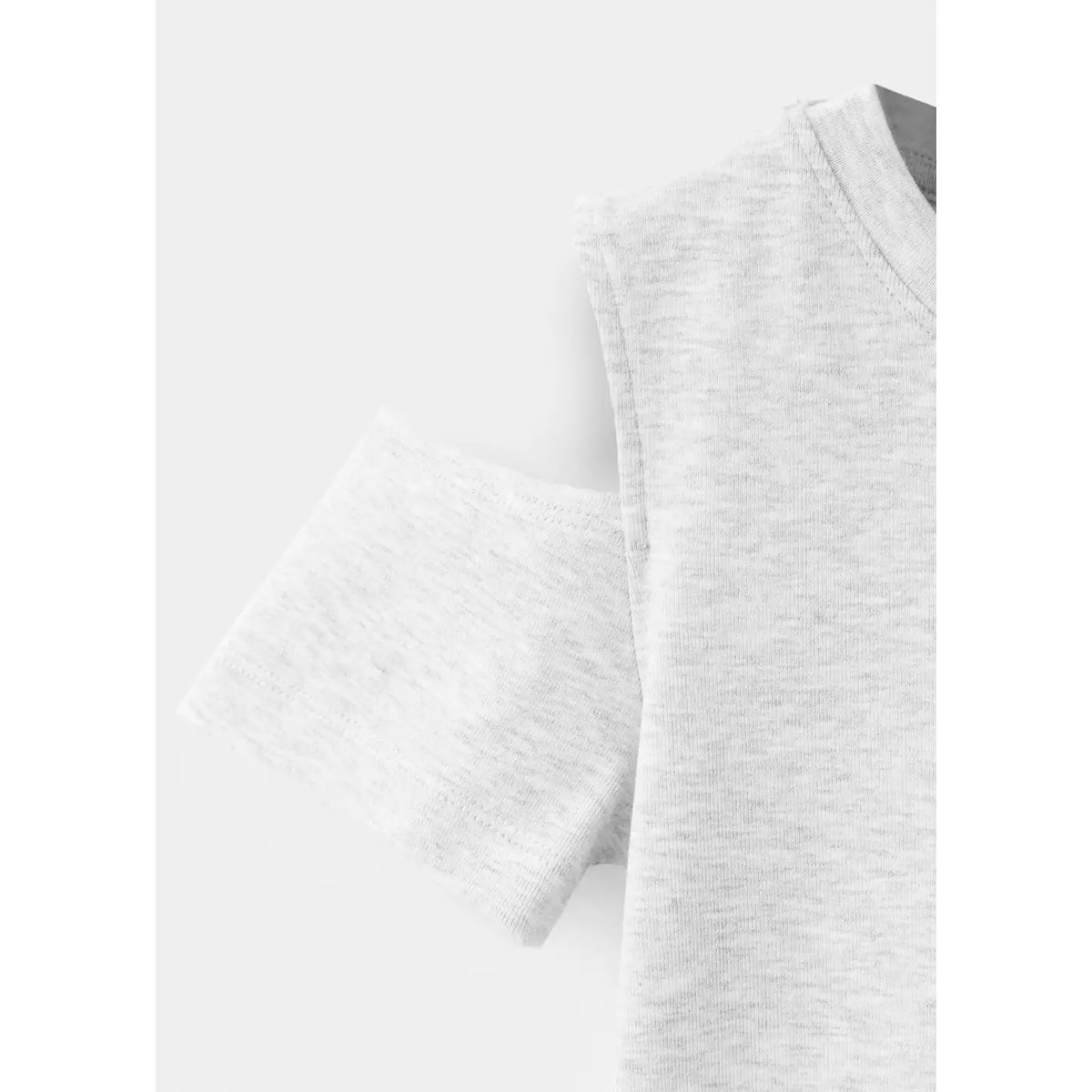 T-shirt à découpes avec strass gris chiné clair, MANGO KIDS