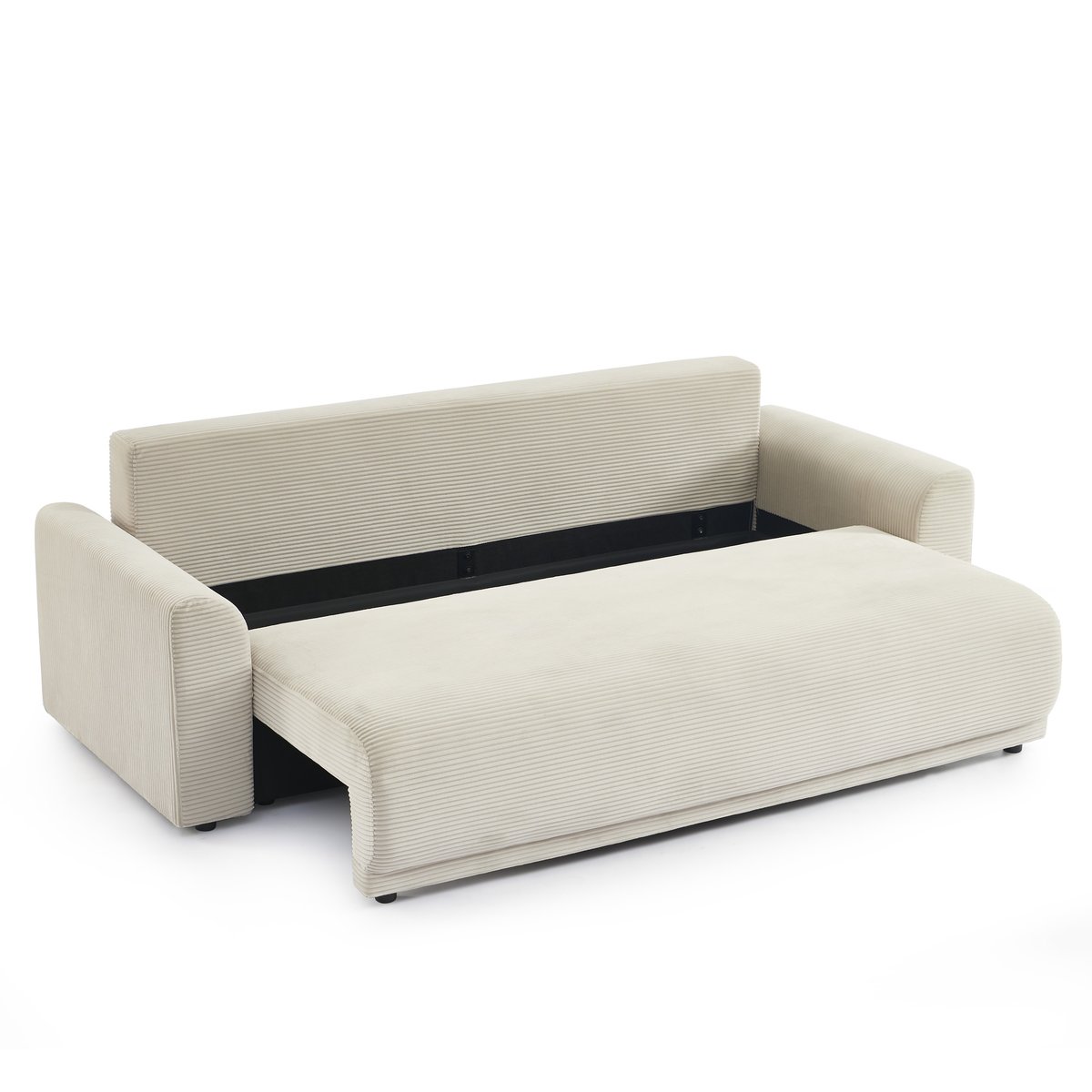 Canapé droit convertible velours SOLINE beige, BAÏTA