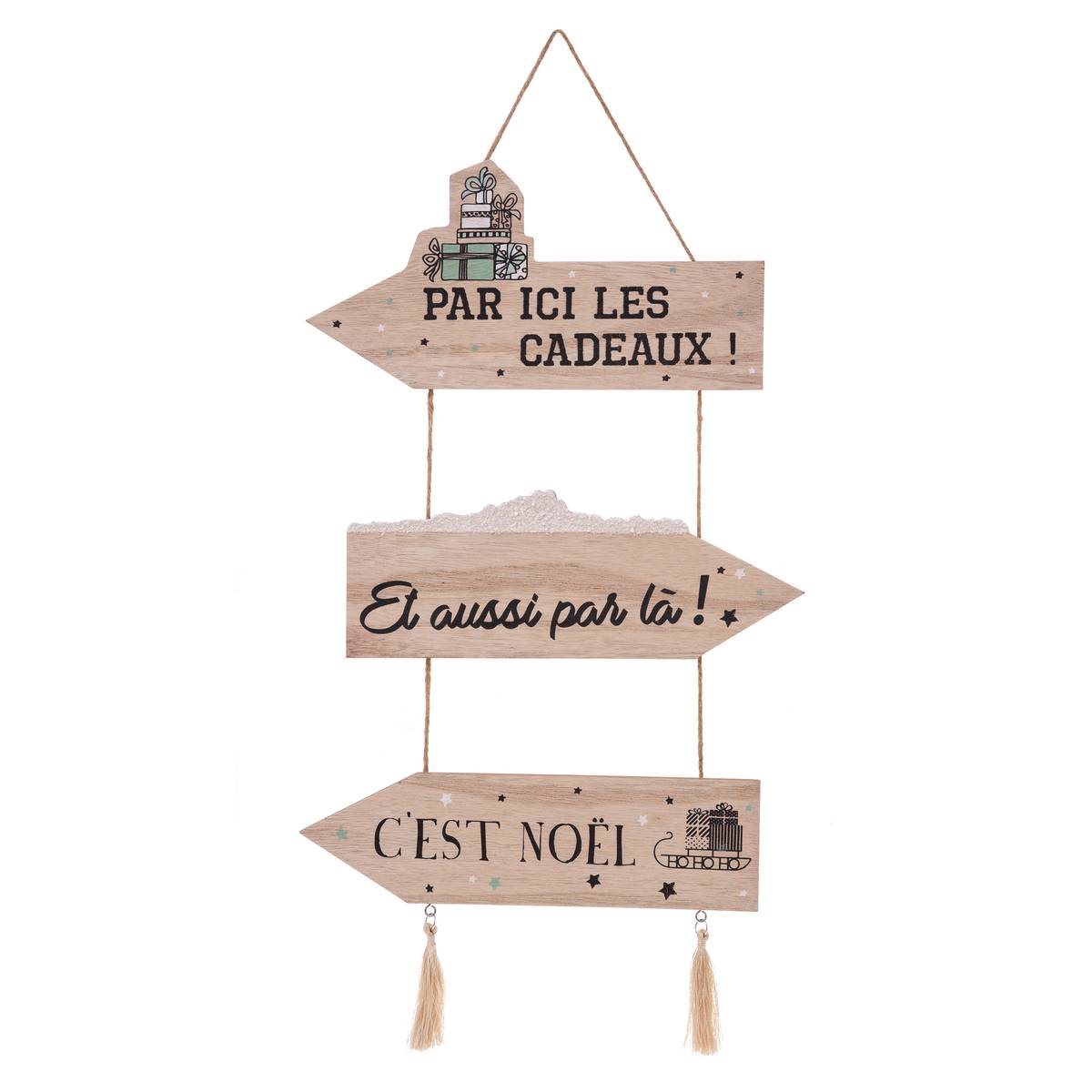 Pancarte Bois RG Vert Or 50 cm beige, FEERIC LIGHTS & CHRISTMAS