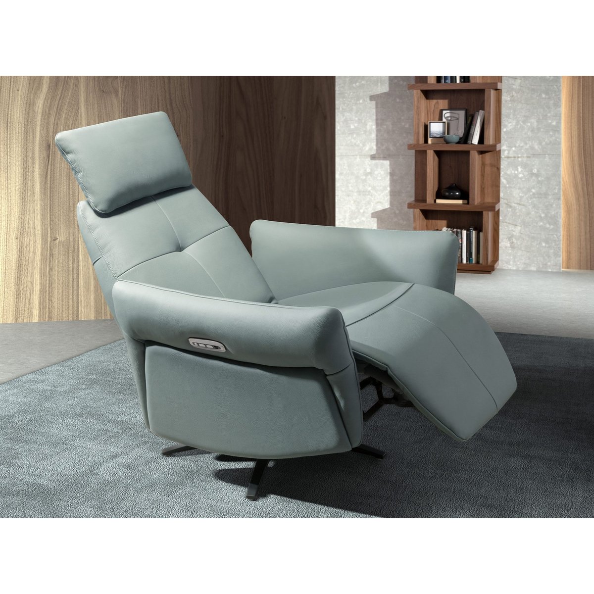 Fauteuil relax pivotant en cuir vert turquoise | noir, ANGEL CERDA