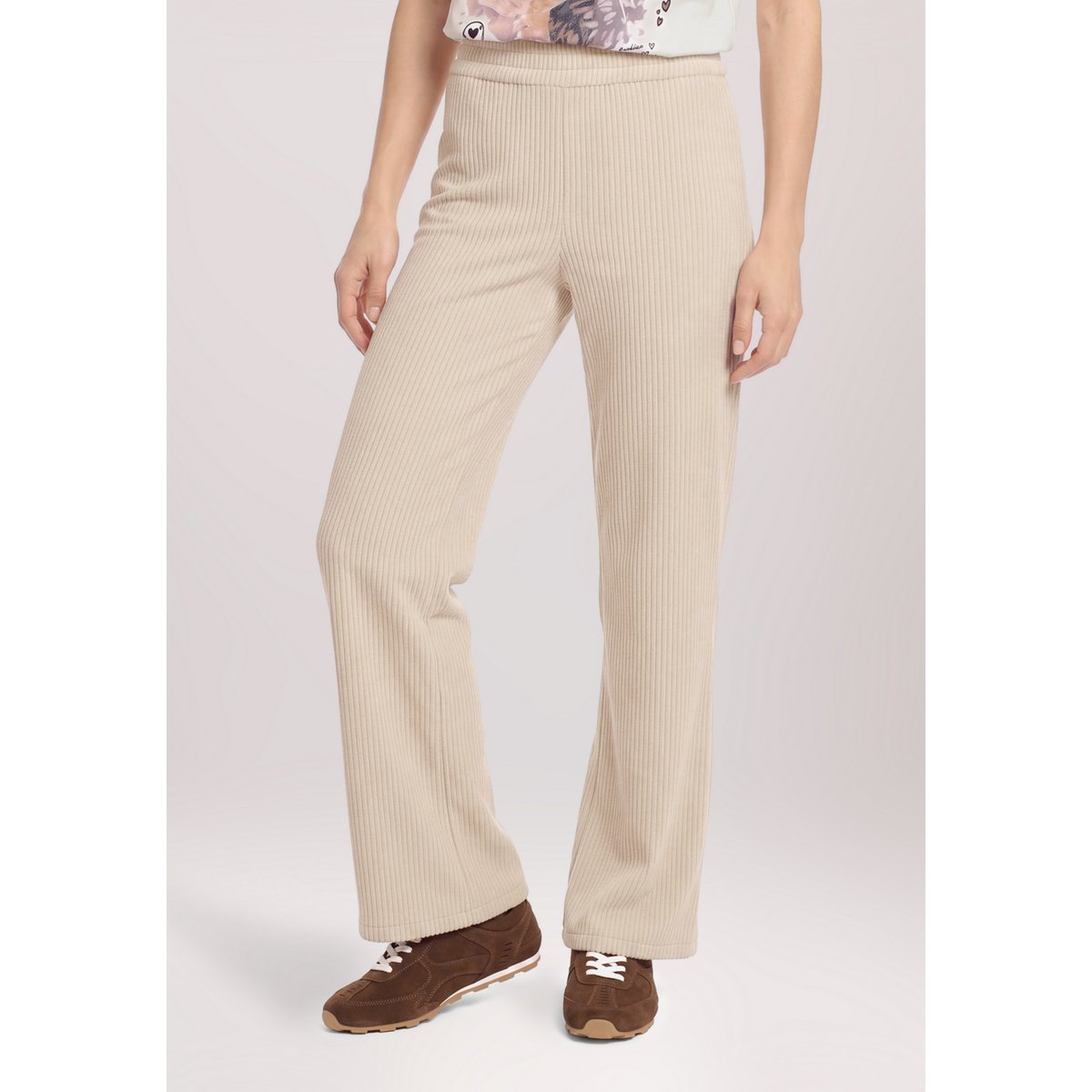 Pantalon palazzo à élastique gris, CARTOON
