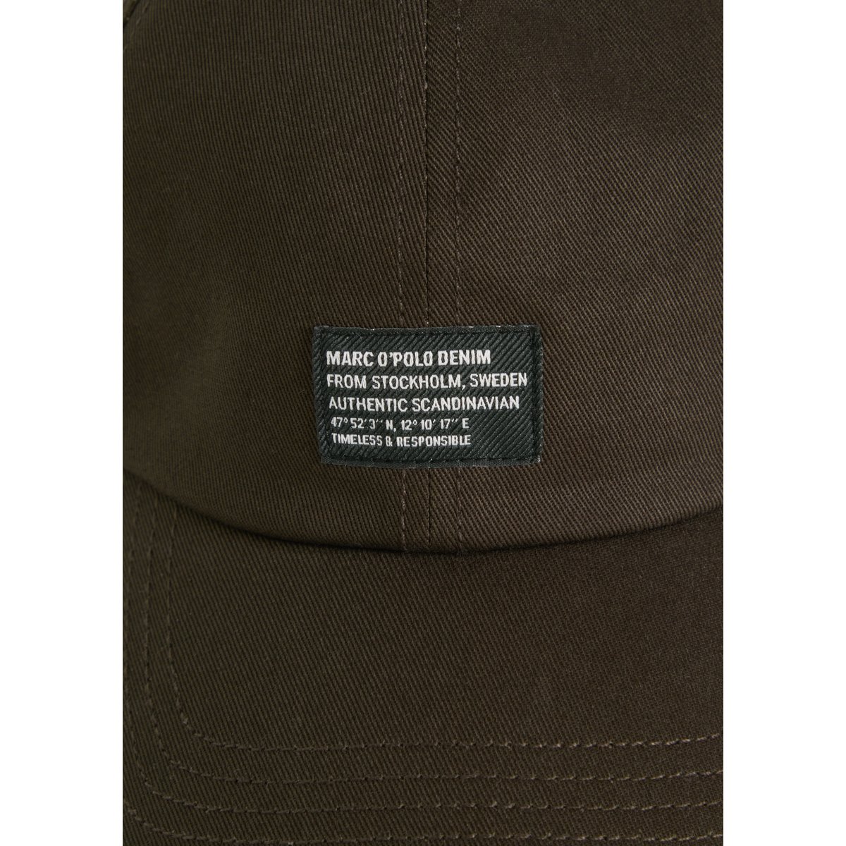 Casquette en sergé de coton biologique marron foncé, MARC O’POLO DENIM