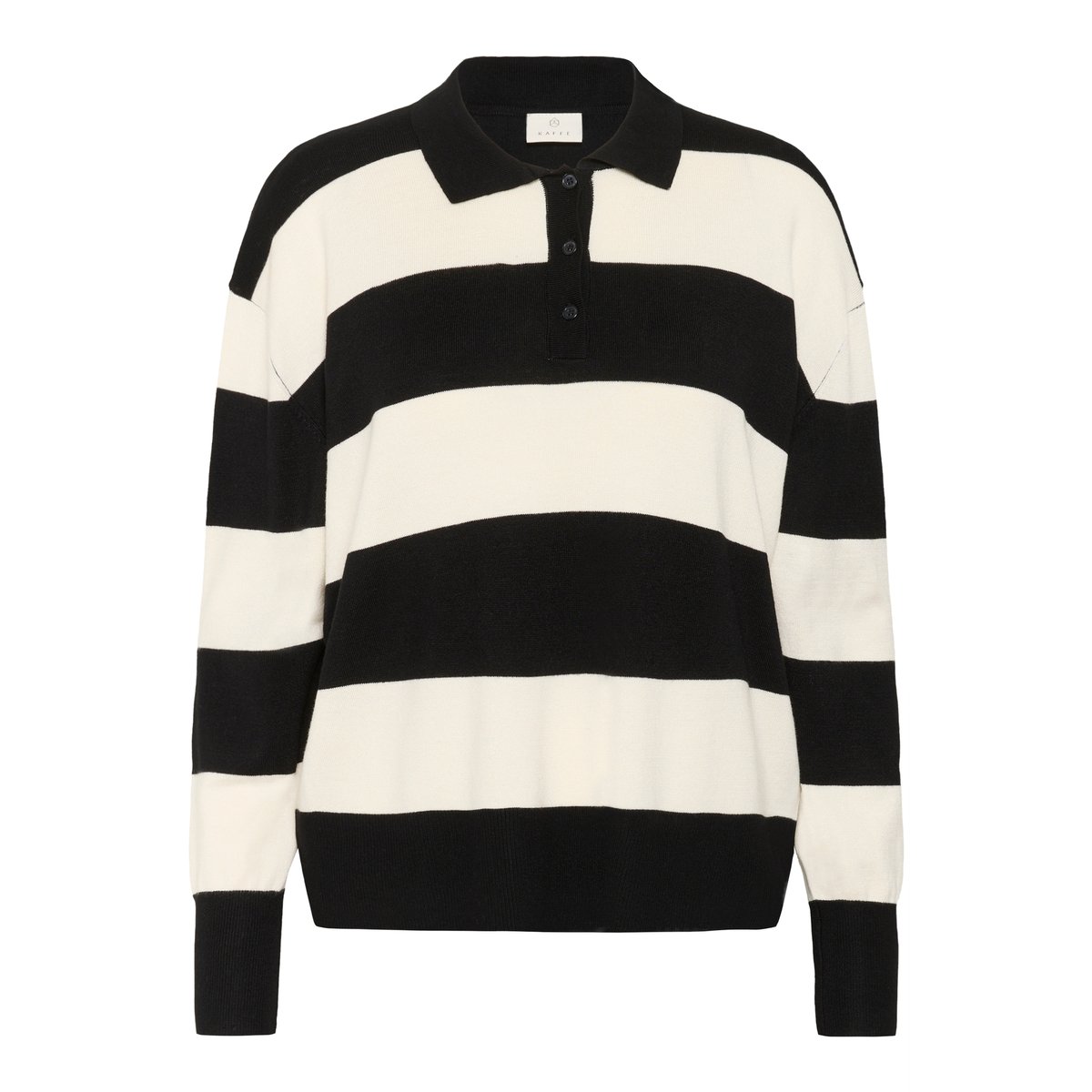 Pullover tricoté noir blanc black/turtledove wide stripe, KAFFE