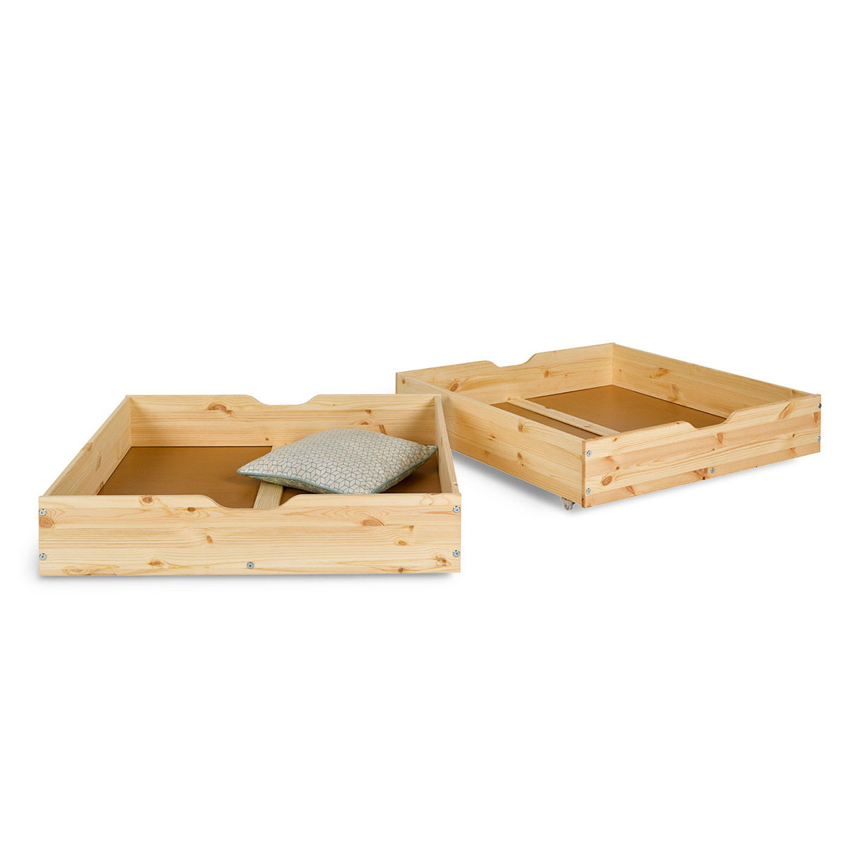 Pack lit superposé séparable avec tiroirs Bois massif AARON bois naturel, AKITEN RETAIL