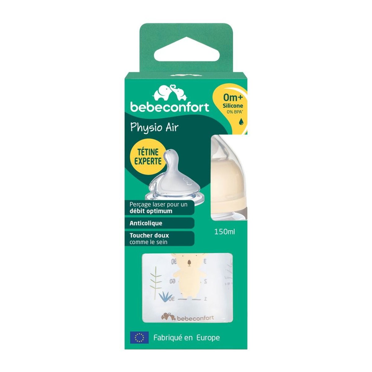 Biberon physio Air 150 ml Sand couleur unique, BEBECONFORT