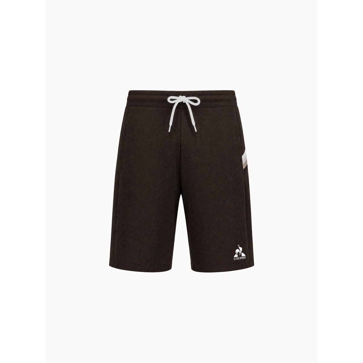 Short en molleton léger avec bandes rayées côtés Heritage molé, LE COQ SPORTIF