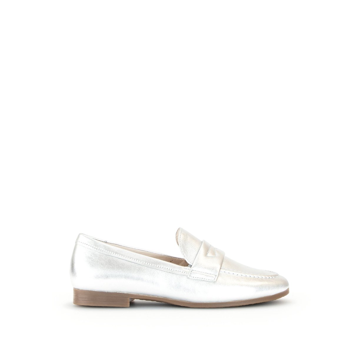 Mocassins en cuir à talon décroché argenté, GABOR