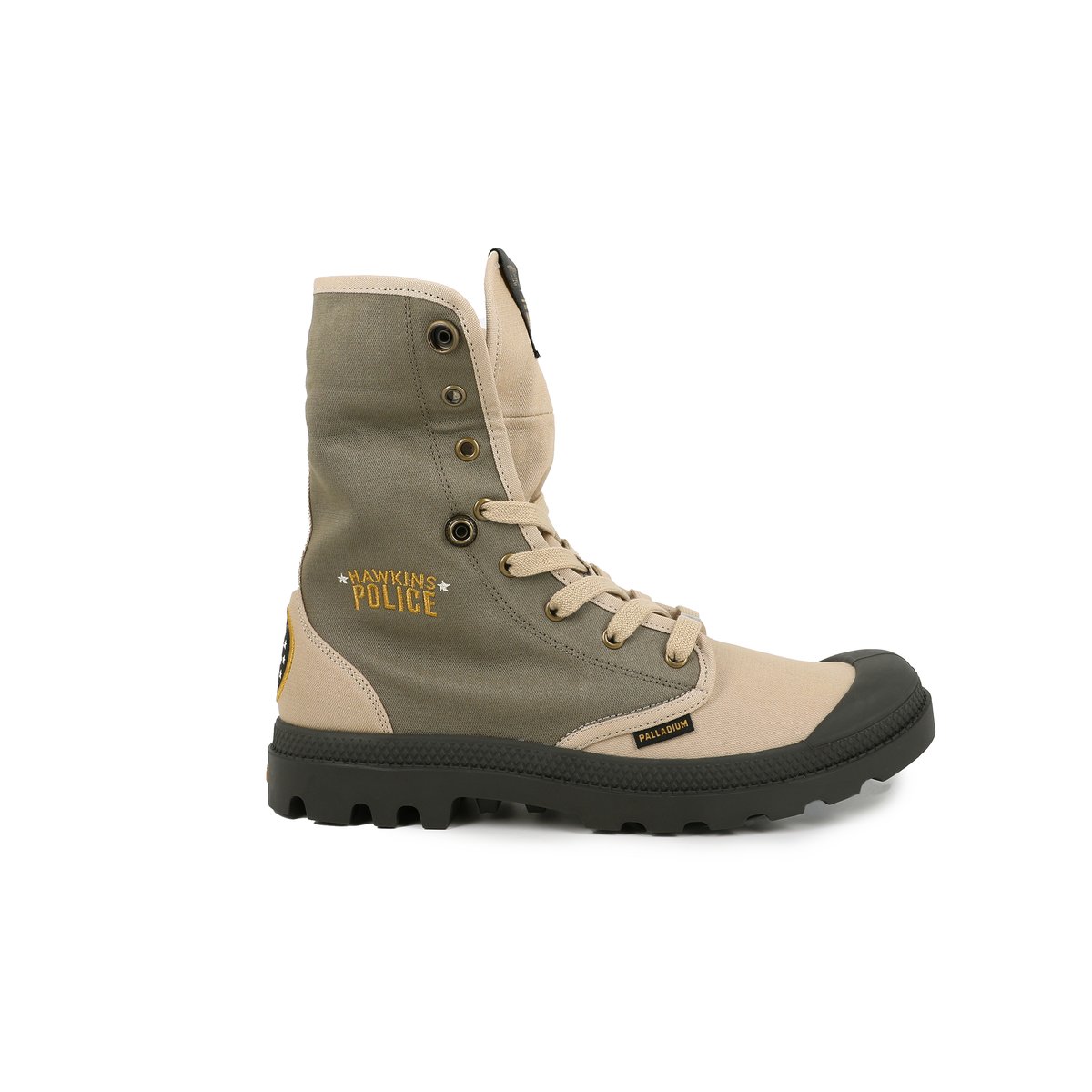 Baskets montantes en coton BAGGY HAWKINS POLICE vert-dusky green, PALLADIUM