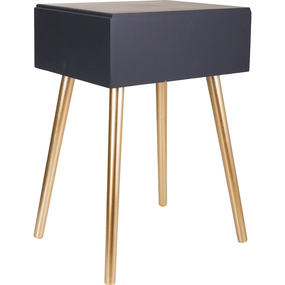 Table de chevet art déco, 1 tiroir gris foncé et doré élégant, RECOLLECTION