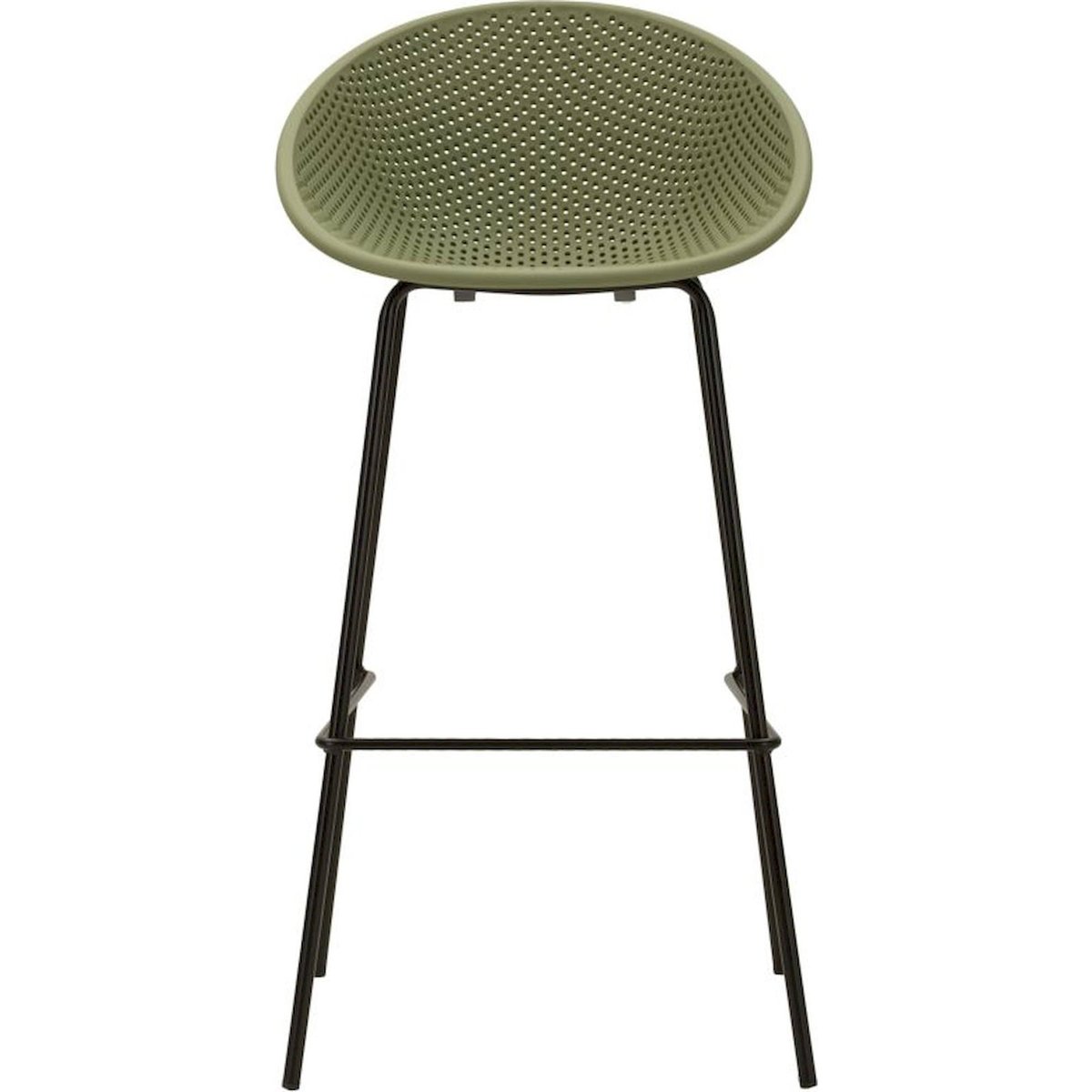 Lot de 2 tabourets de bar ajourés pieds en métal vert et noir, RECOLLECTION