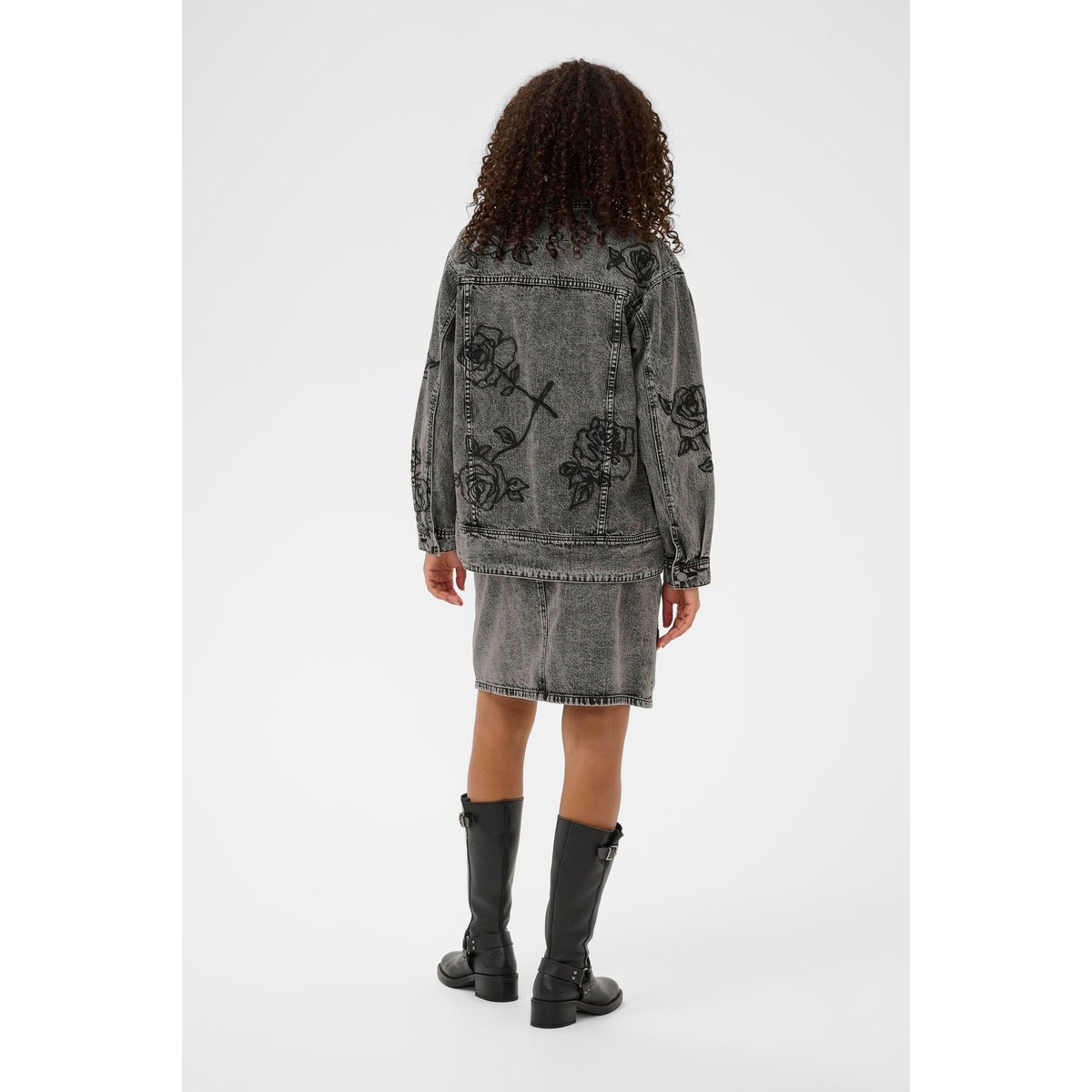 Veste en jean gris dark grey washed denim, KAFFE