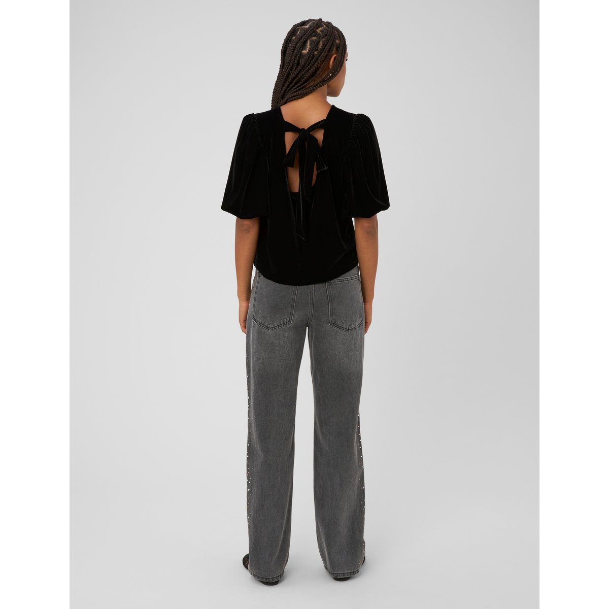 Jean droit strass gris foncé, BZB