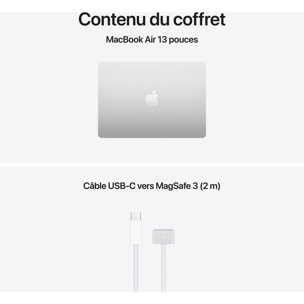 Ordinateur Apple Air 13" Puce M5 CPU 10 / GPU 10 coeurs Mémoire RAM 24Go Stockage 1To SSD Argent couleur unique, APPLE