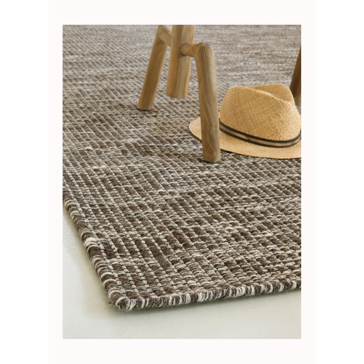 Tapis kilim fait main en laine motif uni LOOK 408 gris, UN AMOUR DE TAPIS