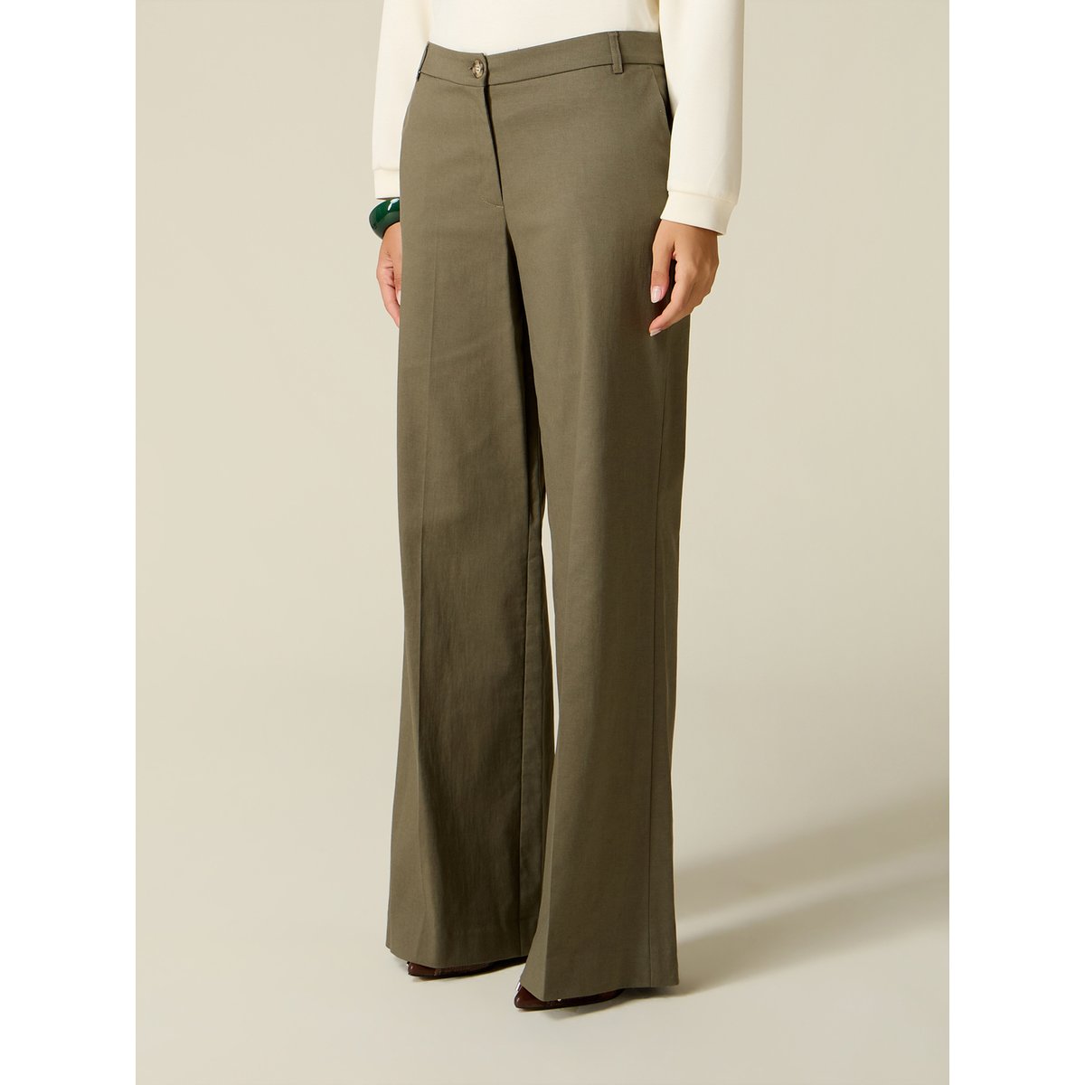 Pantalon palazzo verde militare, OLTRE
