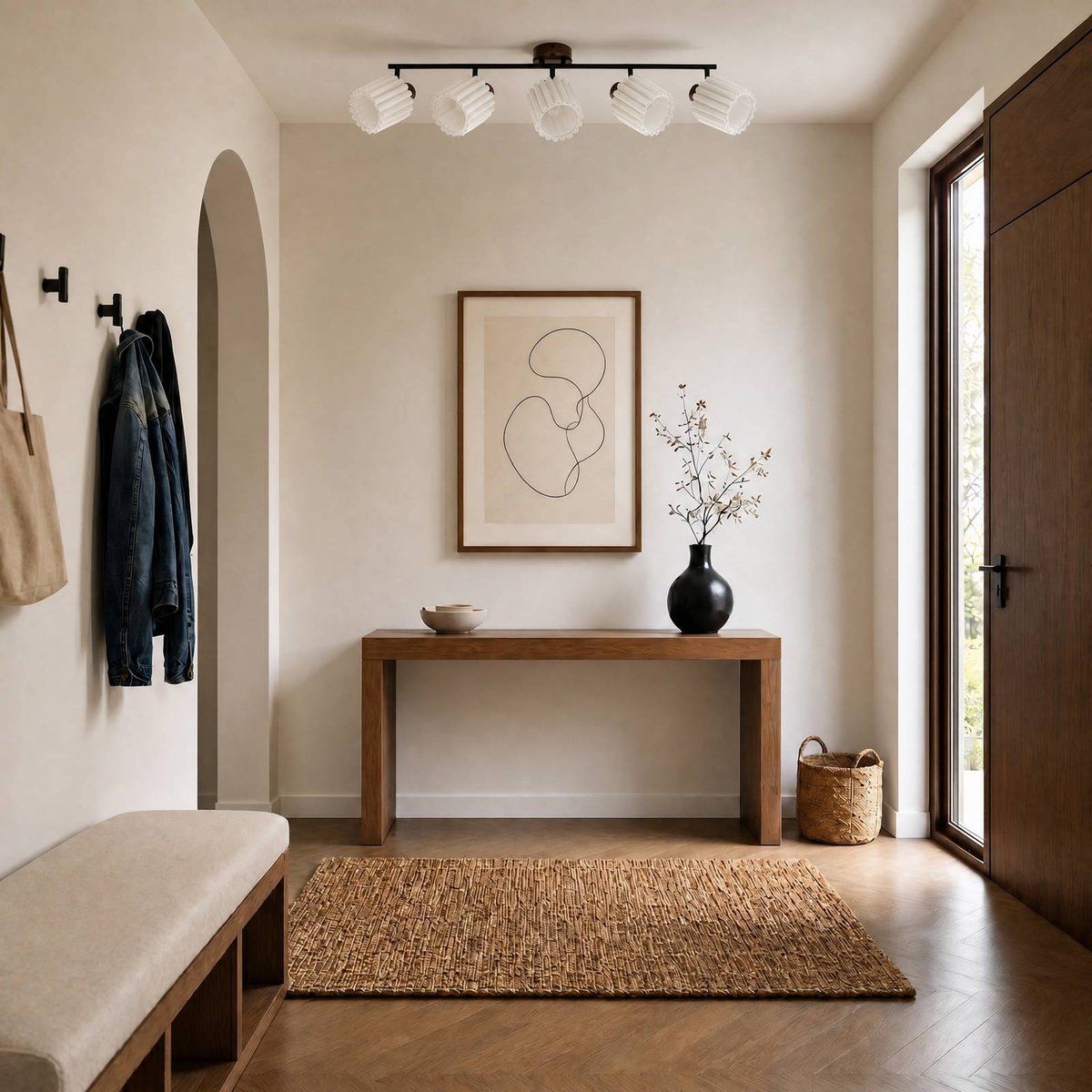 Spot en bois moderne, Shiloh bois foncé, beige, LINDBY