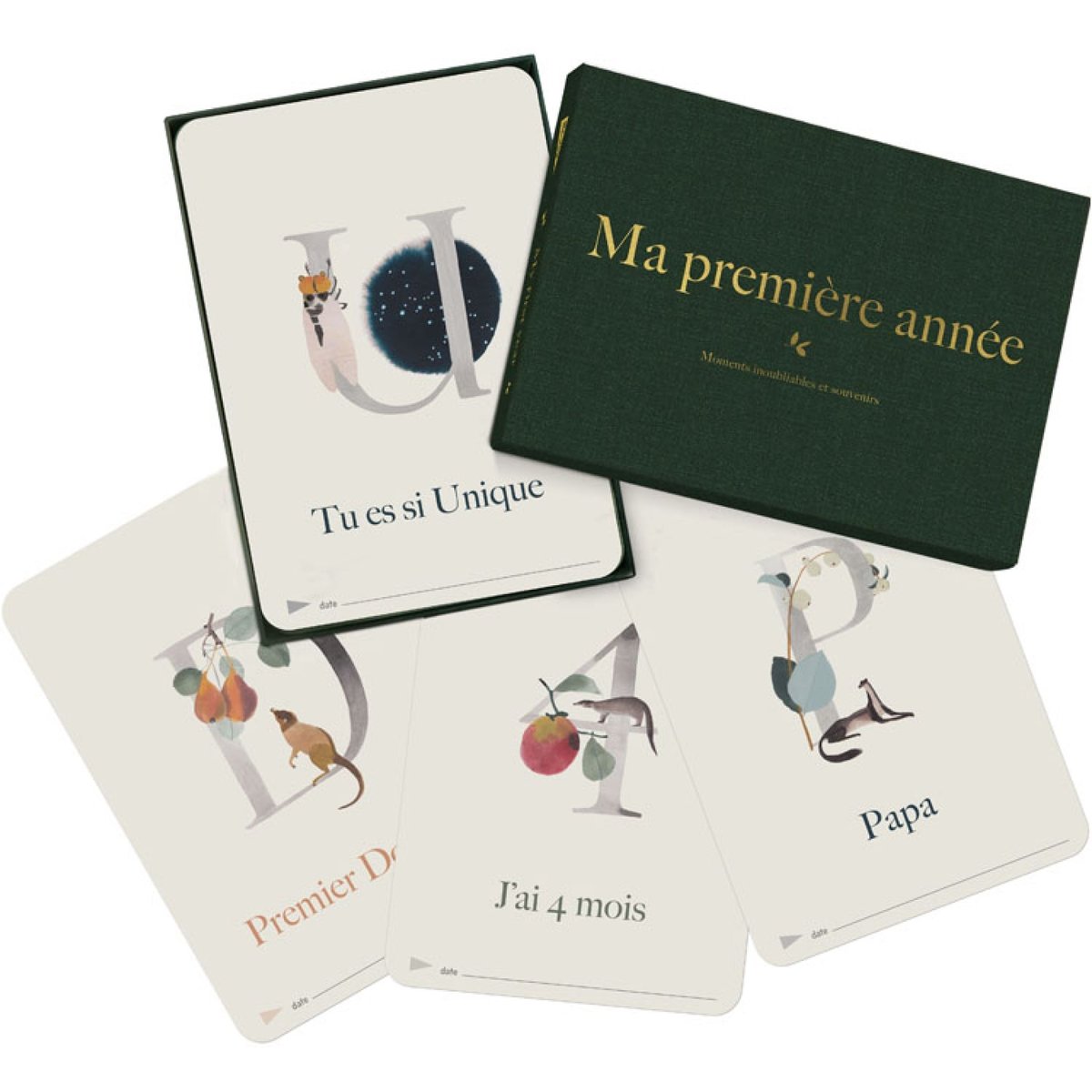 Cartes photos souvenir Ma première année collection luxe ABC multicolore, MILESTONE