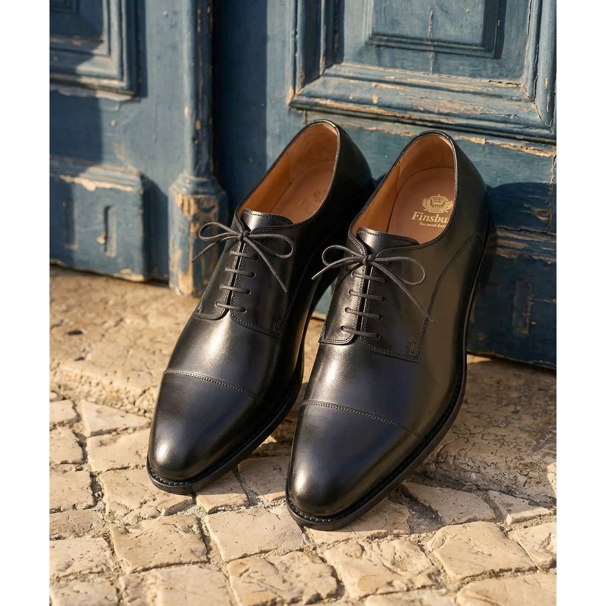 Derby cuir ELVIS noir, FINSBURY