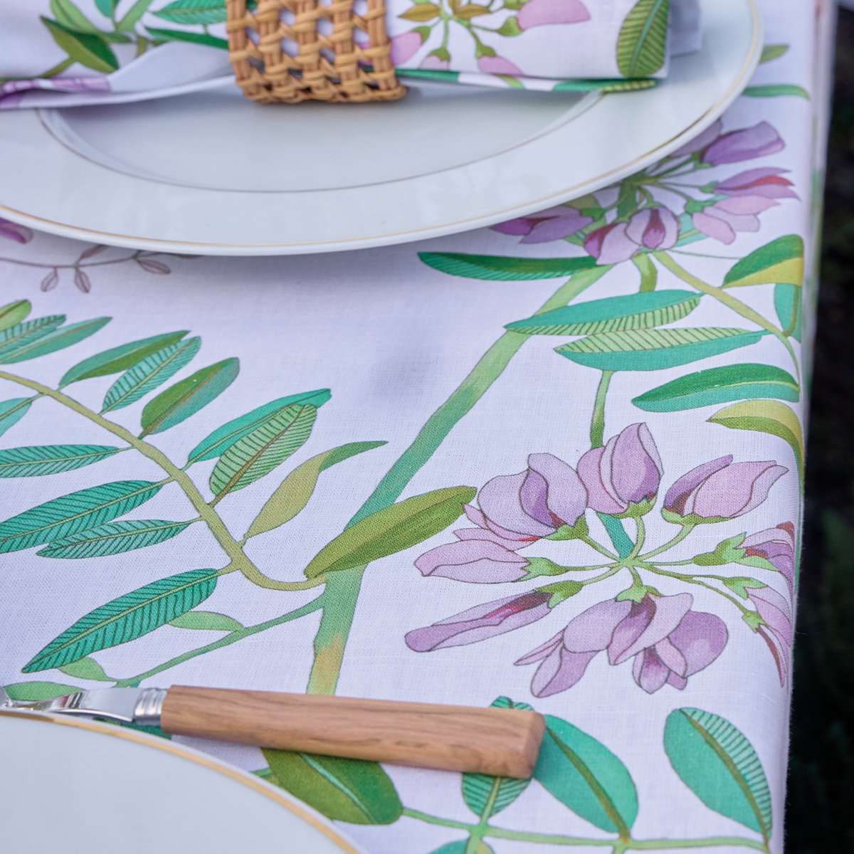 Nappe en Coton/Lin, POIS DE SENTEUR floral, LE JACQUARD FRANCAIS